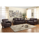  Manufacturer Color_Dark brown -- Homelegance Rubin Stationary Leather Look Loveseat IMAGE 5