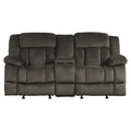  Manufacturer Color_Chocolate -- Homelegance Laurelton Reclining Fabric Loveseat with Console IMAGE 1