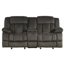  Manufacturer Color_Chocolate -- Homelegance Laurelton Reclining Fabric Loveseat with Console IMAGE 1