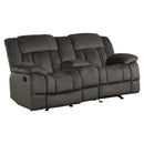 Manufacturer Color_Chocolate -- Homelegance Laurelton Reclining Fabric Loveseat with Console IMAGE 2