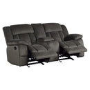  Manufacturer Color_Chocolate -- Homelegance Laurelton Reclining Fabric Loveseat with Console IMAGE 3