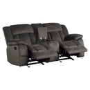  Manufacturer Color_Chocolate -- Homelegance Laurelton Reclining Fabric Loveseat with Console IMAGE 5