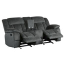  Manufacturer Color_Charcoal -- Laurelton 9636CC-2 Double Glider Reclining Love Seat with Center Console IMAGE 4
