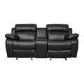  Manufacturer Color_Black -- Homelegance Marille Reclining Leather Look Loveseat with Console IMAGE 1