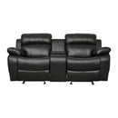  Manufacturer Color_Black -- Homelegance Marille Reclining Leather Look Loveseat with Console IMAGE 1