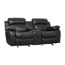  Manufacturer Color_Black -- Homelegance Marille Reclining Leather Look Loveseat with Console IMAGE 2