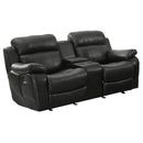  Manufacturer Color_Black -- Homelegance Marille Reclining Leather Look Loveseat with Console IMAGE 3