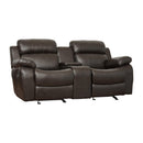  Manufacturer Color_Brown -- Marille 9724BRW-2 Double Glider Reclining Love Seat with Center Console IMAGE 2