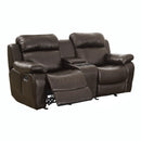  Manufacturer Color_Brown -- Marille 9724BRW-2 Double Glider Reclining Love Seat with Center Console IMAGE 4