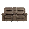  Manufacturer Color_Brown -- Homelegance Aram Reclining Loveseat with Console IMAGE 1