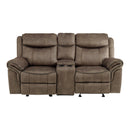  Manufacturer Color_Brown -- Homelegance Aram Reclining Loveseat with Console IMAGE 1