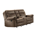  Manufacturer Color_Brown -- Homelegance Aram Reclining Loveseat with Console IMAGE 2