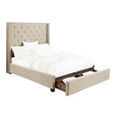  Color_Beige Size_Queen -- Fairborn 5877BE-1DW* Queen Platform Bed with Storage Footboard IMAGE 1