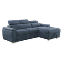  Homelegance Ferriday 8228BU* 2 pc Sectional with Adjustable Headrests, Pull-out Bed and Right Chaise with Hidden Storage IMAGE 2