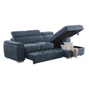  Homelegance Ferriday 8228BU* 2 pc Sectional with Adjustable Headrests, Pull-out Bed and Right Chaise with Hidden Storage IMAGE 5