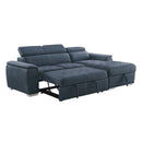  Homelegance Ferriday 8228BU* 2 pc Sectional with Adjustable Headrests, Pull-out Bed and Right Chaise with Hidden Storage IMAGE 6