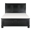  Color_Black Size_King -- Laurelin 1714KBK-1EK* Eastern King Sleigh Platform Bed with Footboard Storage IMAGE 1