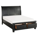  Color_Black Size_King -- Laurelin 1714KBK-1EK* Eastern King Sleigh Platform Bed with Footboard Storage IMAGE 3