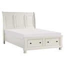  Color_White Size_California King -- Laurelin 1714KW-1CK* California King Sleigh Platform Bed with Footboard Storage IMAGE 2