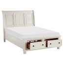  Color_White Size_King -- Laurelin 1714KW-1EK* Eastern King Sleigh Platform Bed with Footboard Storage IMAGE 3