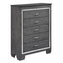  Color_Grey -- Homelegance Allura 5 Drawer Chest IMAGE 2