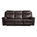  Manufacturer Color_Dark brown -- Aram 8206BRW-3 Double Reclining Sofa with Center Drop-Down Cup Holders, Receptacles and USB Ports IMAGE 1