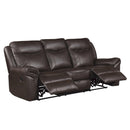  Manufacturer Color_Dark brown -- Aram 8206BRW-3 Double Reclining Sofa with Center Drop-Down Cup Holders, Receptacles and USB Ports IMAGE 4