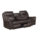  Manufacturer Color_Dark brown -- Aram 8206BRW-3 Double Reclining Sofa with Center Drop-Down Cup Holders, Receptacles and USB Ports IMAGE 5