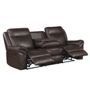  Manufacturer Color_Dark brown -- Aram 8206BRW-3 Double Reclining Sofa with Center Drop-Down Cup Holders, Receptacles and USB Ports IMAGE 6