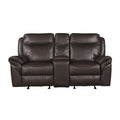  Manufacturer Color_Dark brown -- Aram 8206BRW-2 Double Glider Reclining Love Seat with Center Console, Receptacles and USB Ports IMAGE 1