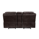  Manufacturer Color_Dark brown -- Aram 8206BRW-2 Double Glider Reclining Love Seat with Center Console, Receptacles and USB Ports IMAGE 3