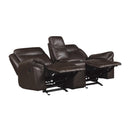  Manufacturer Color_Dark brown -- Aram 8206BRW-2 Double Glider Reclining Love Seat with Center Console, Receptacles and USB Ports IMAGE 5