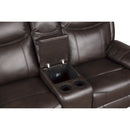  Manufacturer Color_Dark brown -- Aram 8206BRW-2 Double Glider Reclining Love Seat with Center Console, Receptacles and USB Ports IMAGE 7
