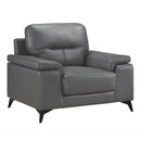  Manufacturer Color_Dark grey -- Homelegance Mischa Stationary Leather Match Chair IMAGE 2