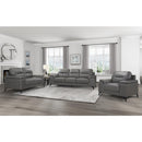  Manufacturer Color_Dark grey -- Homelegance Mischa Stationary Leather Match Loveseat IMAGE 4