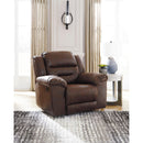  Manufacturer Color_Chocolate Motion Type_Manual -- Signature Design by Ashley Stoneland Rocker Leather Look Recliner IMAGE 5