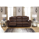  Manufacturer Color_Chocolate Motion Type_Power Recline -- Signature Design by Ashley Stoneland Reclining Leather Look Sofa IMAGE 4