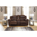 Manufacturer Color_Chocolate Motion Type_Power Recline -- Signature Design by Ashley Stoneland Reclining Leather Look Loveseat with Console IMAGE 4