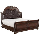  Color_Brown Size_Queen -- Homelegance Cavalier Upholstered Sleigh Bed IMAGE 2