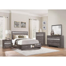  Color_Grey Size_King -- Luster 1505K-1EK* Eastern King Platform Bed with Footboard Storage IMAGE 4