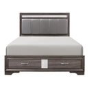  Color_Grey Size_California King -- Luster 1505K-1CK* California King Platform Bed with Footboard Storage IMAGE 1