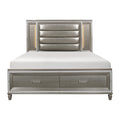  Color_Silver Size_Queen -- Homelegance Tamsin Upholstered Platform Bed with Storage IMAGE 1