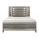  Color_Silver Size_Queen -- Homelegance Tamsin Upholstered Platform Bed with Storage IMAGE 1