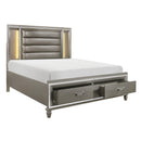  Color_Silver Size_King -- Tamsin 1616K-1EK* Eastern King Platform Bed with Footboard Storage, LED Lighting IMAGE 2