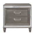  Color_Grey/ Silver -- Homelegance Tamsin 2 Drawer Nightstand IMAGE 1