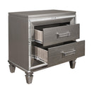  Color_Grey/ Silver -- Homelegance Tamsin 2 Drawer Nightstand IMAGE 3