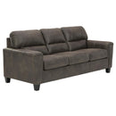  Manufacturer Color_Smoke -- Signature Design by Ashley Navi Stationary Leather Look Sofa IMAGE 2