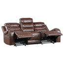  Manufacturer Color_Brown Motion Type_Reclining -- Homelegance Putnam Reclining Leather Look Sofa IMAGE 3