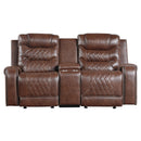  Manufacturer Color_Brown Motion Type_Reclining -- Homelegance Putnam Reclining Leather Look Loveseat with Console IMAGE 1