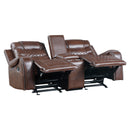 Manufacturer Color_Brown Motion Type_Reclining -- Homelegance Putnam Reclining Leather Look Loveseat with Console IMAGE 4